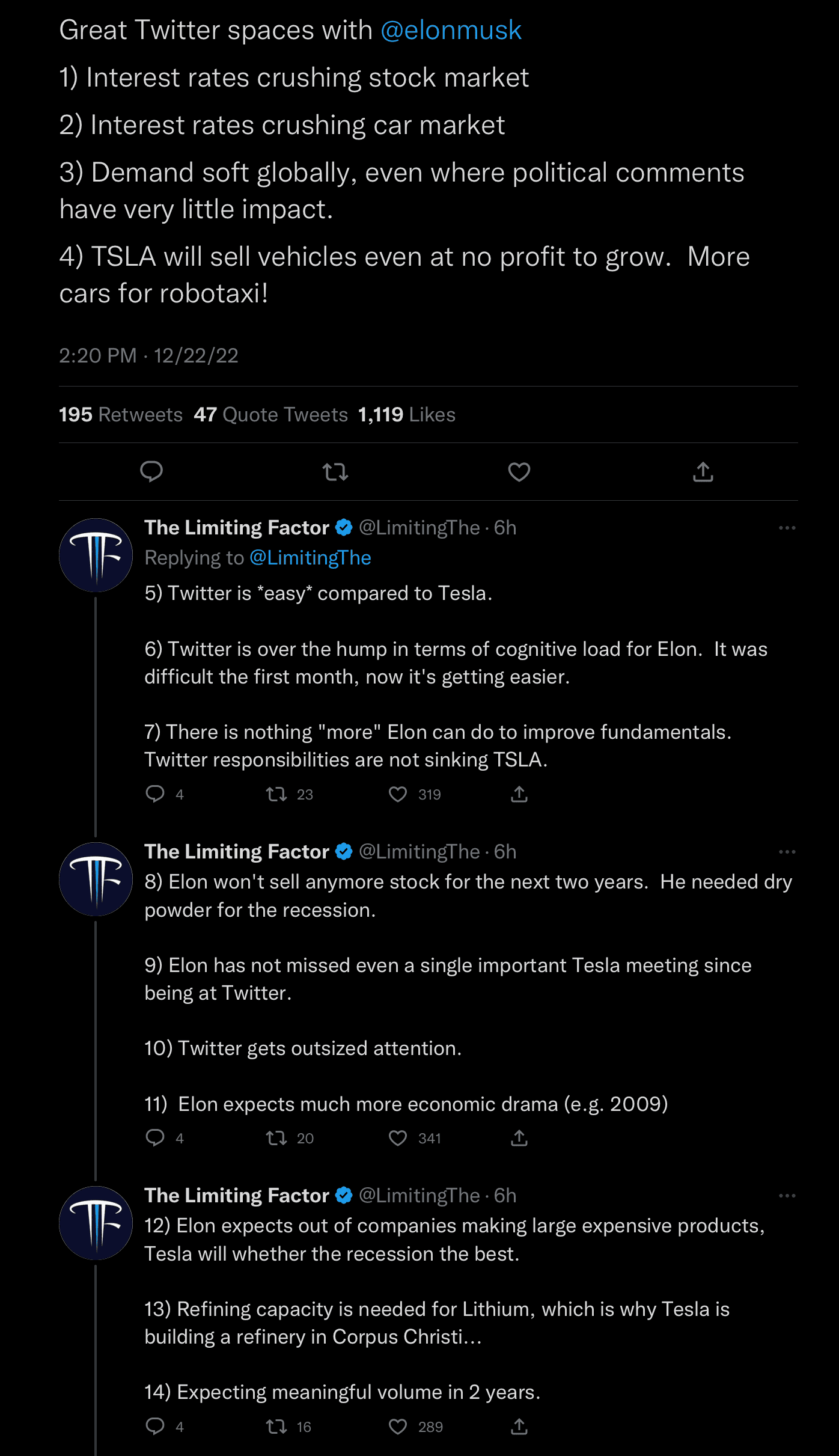 Tesla Model 2 Elon Talks Economy, Possible Discounting, Demand Issues, Stock Sales, and TSLA on on Twitter Spaces 1671772199530