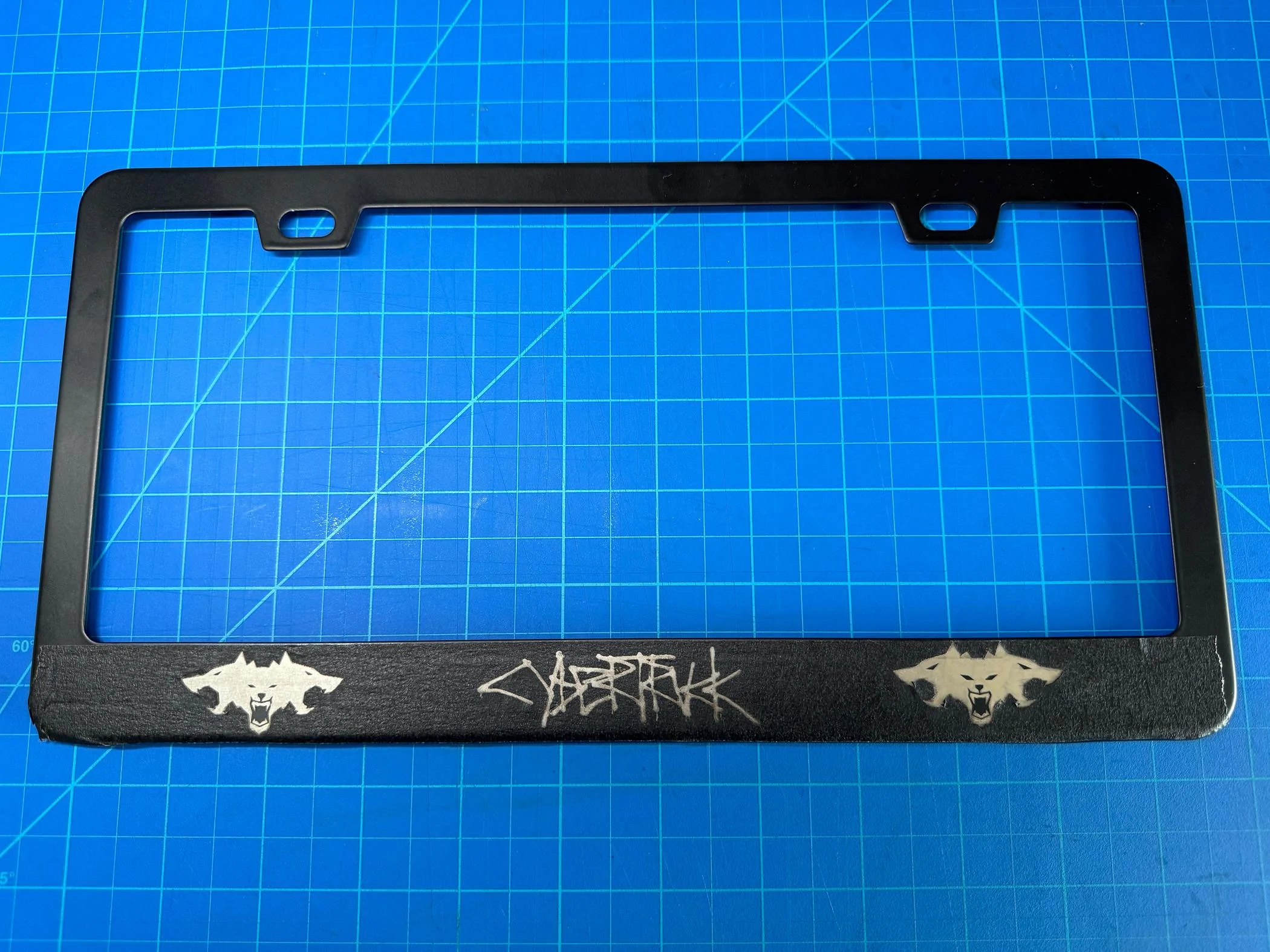 Tesla Model 2 ? Cybertruck Silhouette License Plate Frame; laser etched on stainless steel IMG_6179