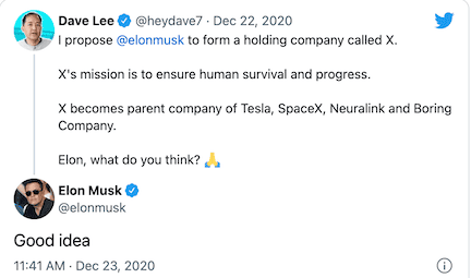 Tesla Model 2 Tesla, SpaceX, Neuralink, The Boring Company = X, the super conglomerate. Screen Shot 2022-04-23 at 1.49.21 PM